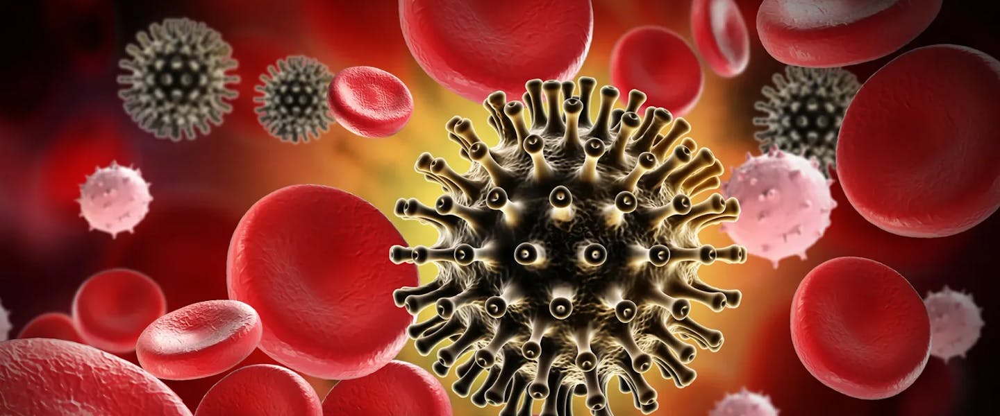 Illustratie van hiv virus in het bloed